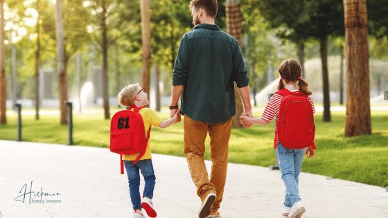 What Is Considered the Best Interests of the Child - Hickman Family Lawyers - dad walking with two children in a park